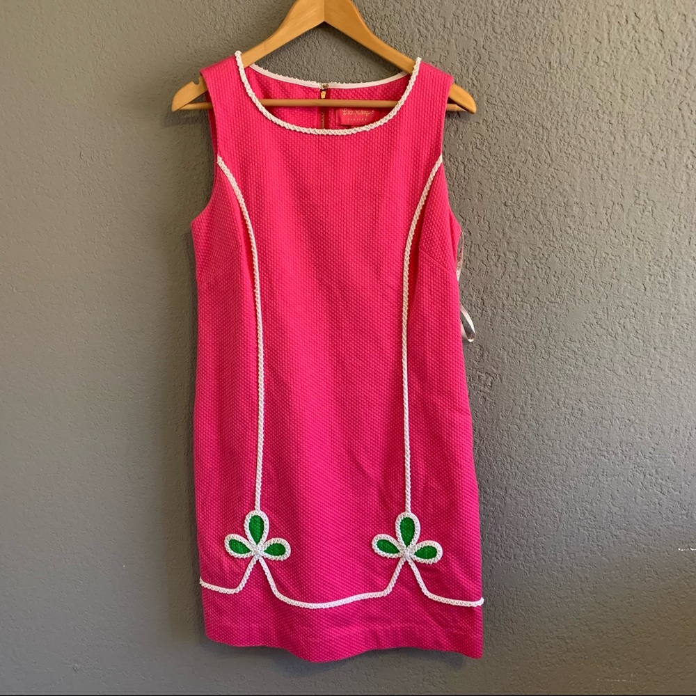 Lilly Pulitzer Jubilee Tenley Beaded Sleeveless Floral Shift Pink Dress 10